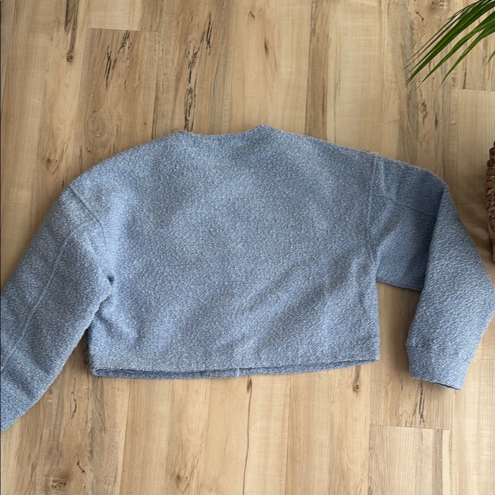 Blue Cropped Button-Up Jacket - Picture 4 of 7
